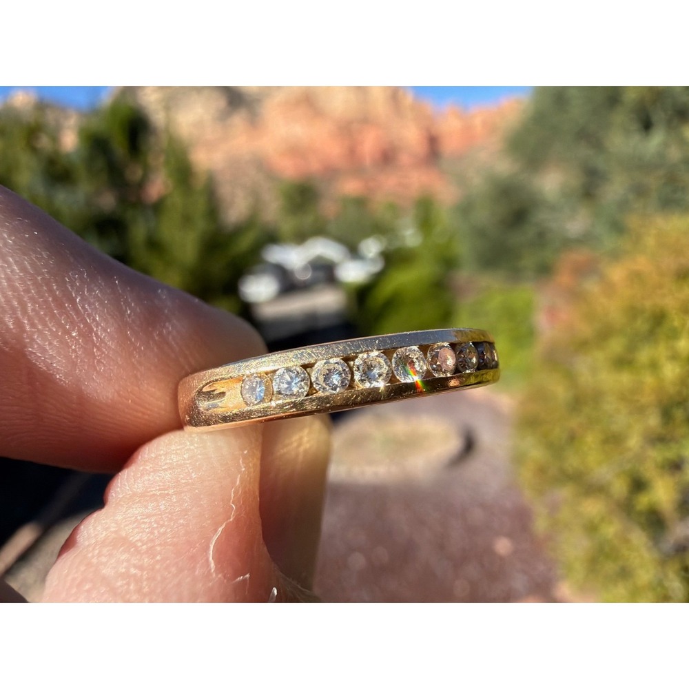 Vintage‎ 14k Solid Yellow Gold Channel Set .25 ctw Natural Round Diamond Ring
